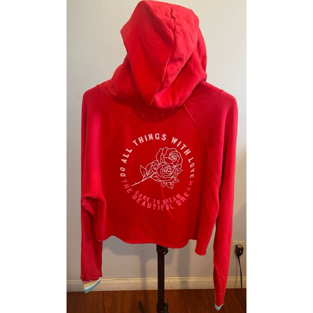 SPIRITUAL GANGSTER CROPPED RED HOODIE SZ SMALL